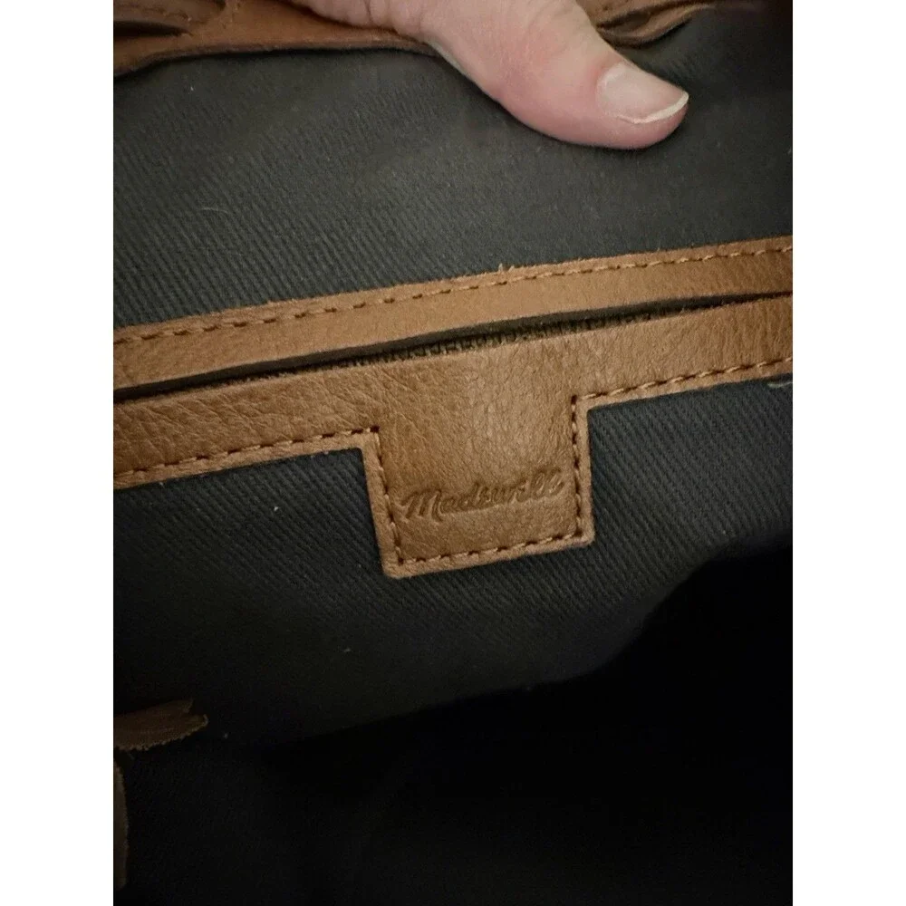 Madewell Brown Leather Lined Drawstring Backpack Buckle Flap Pocket